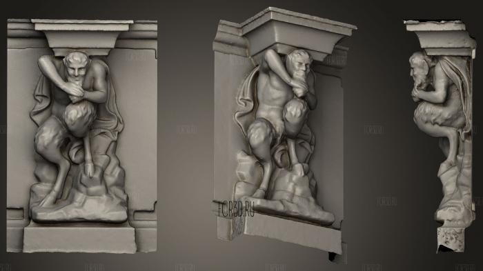 Baroque faun sculpture on a wall 2 3d stl for CNC